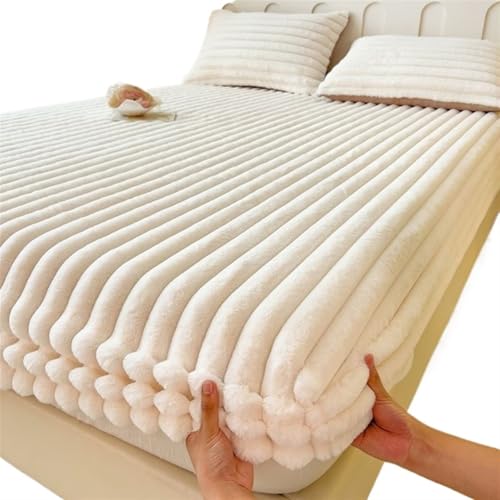 Fleece PlüSch Spannbettlaken King Queen Bettbezug Samt Matratzenbezug Weiches Studentenwohnheim Bettlaken Winter Warm Verdicktes Spannbettlaken Matratzenschoner PlüSch-Spannbettlaken(Beige white,180x2 Fleece PlüSch Spannbettlaken King Queen Bettbezug Samt Matratzenbezug Weiches Studentenwohnheim Bettlaken Winter Warm Verdicktes Spannbettlaken Matratzenschoner PlüSch-Spannbettlaken(Beige white,180x2 von LPHFDCS