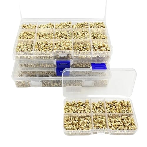 Gewindeeinsatz Messing-Gewindeeinsatzmutternsatz M2 M2.5 M3 M4 M5 M6 M8 Heißschmelz-Wärmegerändelte Einbettungsspritzguss-Kupfereinsatzmutter for 3D-Druckkunststoff Einschraubmutter(1400pcs M2-M4) von LPHFDCS