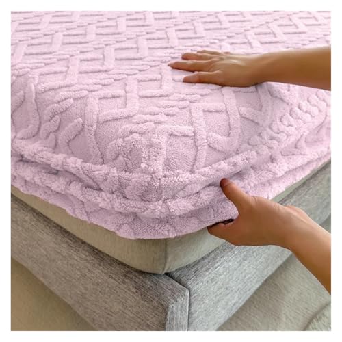 LPHFDCS Fleece PlüSch Spannbettlaken Jacquard Bettbezug 3D geprägt Samt Matratzenbezug Bettlaken Winter warm Spannbettlaken Matratzenschoner verdickt PlüSch-Spannbettlaken(Purple,160x200x30cm) von LPHFDCS