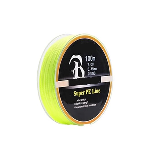 LPHFDCS Geflochtene Angelschnur 4 stränge 100m Geflochtene Angelschnur Super PE Linie Multifilament Angelschnur Glatte Angelschnur Geflochten(Yellow,3.0) von LPHFDCS
