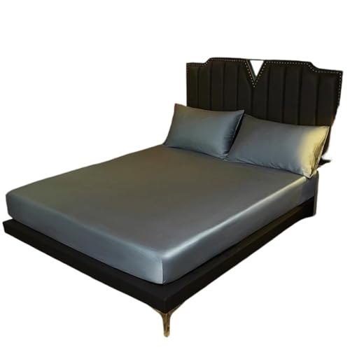 LPHFDCS Silk Bed Sheets Natural Mulberry Silk Bed Fitted Sheet Deep 25CM Real Silk Mattress Cover Size Bedding Sheets Ice Silk Sheets(Blue, 160 x 200 x 25 cm) von LPHFDCS