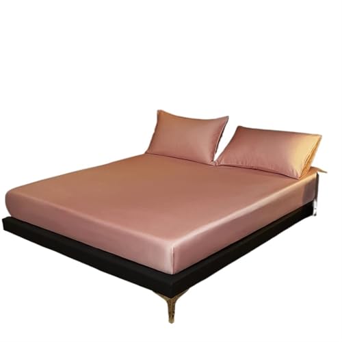 LPHFDCS Silk Bed Sheets Natural Mulberry Silk Bed Fitted Sheet Deep 25CM Real Silk Mattress Cover Size Bedding Sheets Ice Silk Sheets(Pink, 160 x 200 x 25 cm) von LPHFDCS
