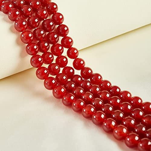 Natürliche runde Edelsteinperlen, 45 Stück, 8 mm, natürliche rote Achatperlen, Edelsteinperlen, runde lose Perlen zur Schmuckherstellung(Red Agate,6mm) von LPLPL