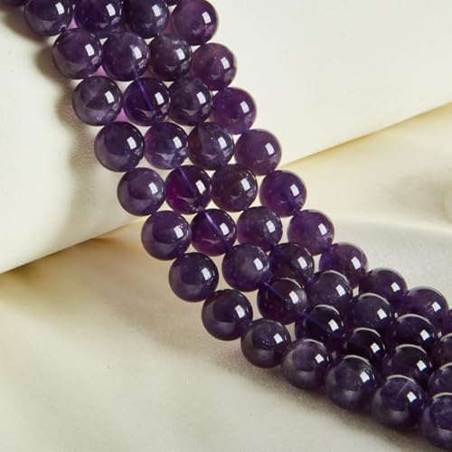 Natürliche runde Edelsteinperlen, 45 Stück 8 mm natürliche Opalperlen, Edelsteinperlen, runde lose Perlen zur Schmuckherstellung(Amethyst,6mm) von LPLPL