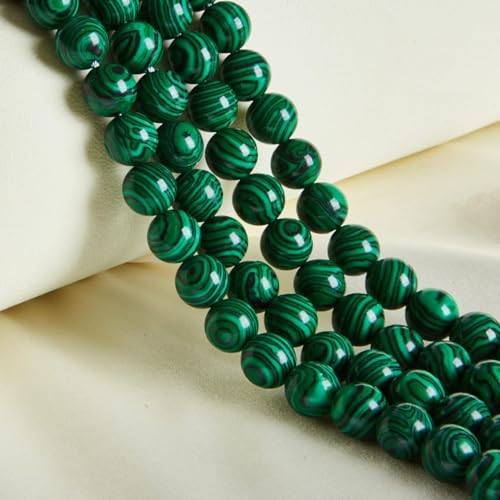 Natürliche runde Edelsteinperlen, 45 Stück 8 mm natürliche Opalperlen, Edelsteinperlen, runde lose Perlen zur Schmuckherstellung(Malachite,8mm) von LPLPL