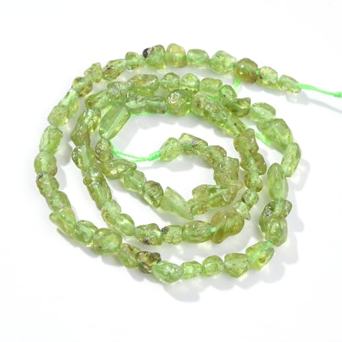 Natürliche runde Edelsteinperlen, Citrin-Kieselstein, Nugget, oval, freier Trommelstein, 6–8 mm, natürliche Edelstein-Loseperlen, ca. 39,4 cm, for die Herstellung von DIY-Schmuck(Green Peridot) von LPLPL