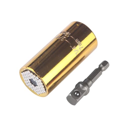 LPMPCZKZGF 7–19 mm Universal-Drehmomentschlüssel-Kopf-Set Magic Key Grip Stecknuss-Bit Bohrmaschine Ratsche Buchsenschlüssel Multi-Handwerkzeuge Hülsenfassung(Gold) von LPMPCZKZGF