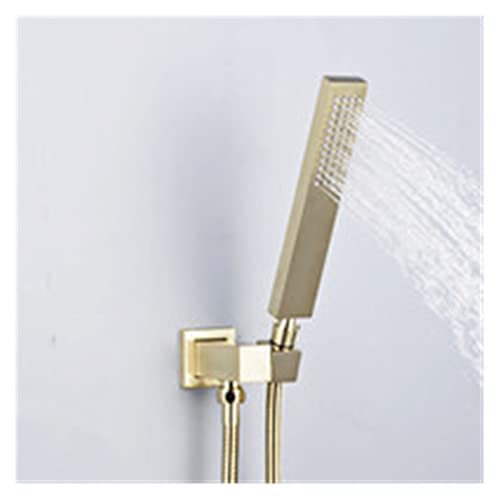 LPMPCZKZGF Massive Messing Hohe Druck Hand Dusche Square Handheld Dusche Kopf gebürstet Gold Wassereinsparung Handbrausesprayer Dusche(A Square Set) von LPMPCZKZGF