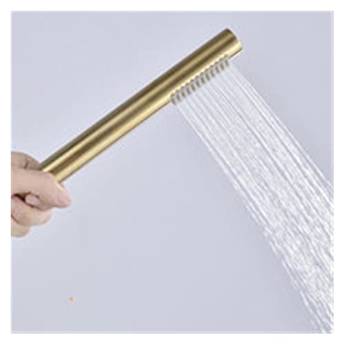 LPMPCZKZGF Massive Messing Hohe Druck Hand Dusche Square Handheld Dusche Kopf gebürstet Gold Wassereinsparung Handbrausesprayer Dusche(B Round Set) von LPMPCZKZGF