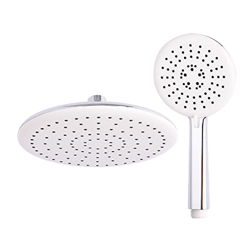 LPMPCZKZGF Runden Abs Kunststoff Chrom/Weiß Duschkopf Combo Bad Wasserhahn Zubehör Badezimmer Top Duschkopf Set Dusche(White Shower Set) von LPMPCZKZGF