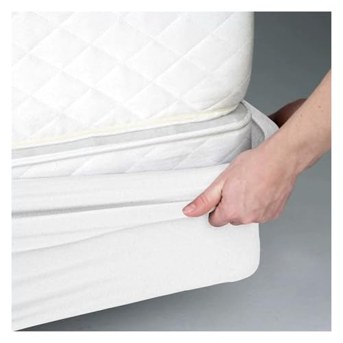 Extra tiefer, genialer Boxspring-Bezug, Jersey, gestrickt, dehnbar, 4 Seiten, Bettkastenbezug, passend für Doppelbett, Doppelbett, Queen-Size-Bett, Kingsize-Bett (weiß, Kingsize-Bett - 200 x 200 cm) von LPNGTNG