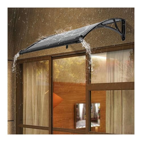 LPOAZf Polycarbonat-Türvordach Markise - Wetterfester Regen-Dachrinnen-Unterstand für Tür- und Fensterschutz, langlebiger Kunststoff Pultbogen-Design von LPOAZf