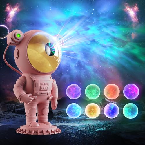 LPONGPOCUI Astronauten Sternenhimmel Projektor, LED Galaxy Projektor mit Fernbedienung 16 Modi Galaxy Light Projector für Kinder Erwachsene Schlafzimmer Raumdekoration, Geschenke für Kinder (Rosa) von LPONGPOCUI