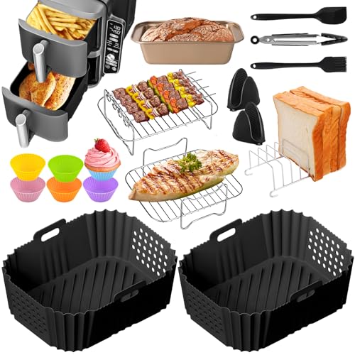 21 PCS Ninja Heißluftfritteuse Zubehör, Airfryer Zubehör für Ninja Double Stack XL 9.5 l Heißluftfritteuse SL400UK, AF400EU AF451EU, Silikonform Ninja Dual Zone Heißluftfritteuse Zubehör von LPQKCcY