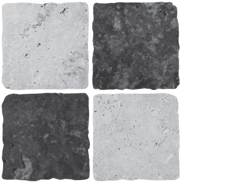 Mosaik-Fliesenaufkleber für Küche und Badezimmer, Stein-Travertin-Effekt, Größe pro Fliese 15 x 15 cm, Schwarz / Grau, 10 Stück von LPS