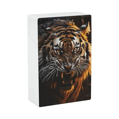 Ferocious Tiger Zigarettenetui - Tragbare Zigarettenschachtel Leichte Halterung Fall für Reisen Wasserdichte Kunststoff Zigaretten Boxen Taschenformat Aufbewahrungsbox für 20 Zigaretten Ferocious Tiger Zigarettenetui - Tragbare Zigarettenschachtel Leichte Halterung Fall für Reisen Wasserdichte Kunststoff Zigaretten Boxen Taschenformat Aufbewahrungsbox für 20 Zigaretten von LPSADGF
