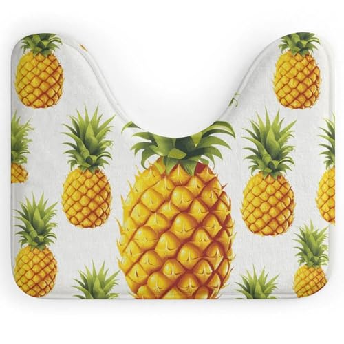 Gelbe Ananas auf weißem Hintergrund Illustration U-förmiger WC-Vorleger – ultraweicher, super saugfähiger Badteppich mit rutschfester Unterseite, schnell trocknend, waschbar, Badezimmermatte für Gelbe Ananas auf weißem Hintergrund Illustration U-förmiger WC-Vorleger – ultraweicher, super saugfähiger Badteppich mit rutschfester Unterseite, schnell trocknend, waschbar, Badezimmermatte für von LPSADGF