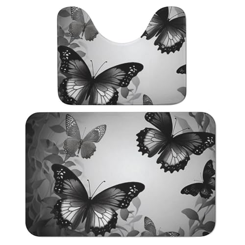 LPSADGF Badezimmerteppich-Set, weiches Badteppich-Set, 2-teilig, WC-Vorleger, U-förmig, 40 x 60 cm, schnell trocknende Matte für Badezimmer, Badewanne, waschbar, super saugfähige Fußmatten von LPSADGF