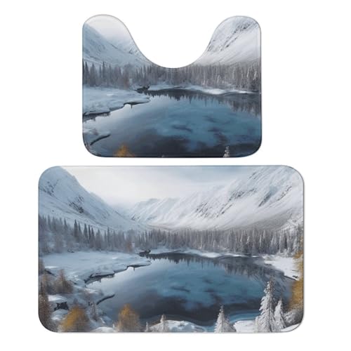 LPSADGF Badteppich-Set, Motiv: Wintergebirge, Schneeszene, weiches Badteppich-Set, 2-teilig, WC-Vorleger, U-förmig, 50 x 80 cm, schnell trocknende Matte für Badezimmer, Badewanne, waschbar, super LPSADGF Badteppich-Set, Motiv: Wintergebirge, Schneeszene, weiches Badteppich-Set, 2-teilig, WC-Vorleger, U-förmig, 50 x 80 cm, schnell trocknende Matte für Badezimmer, Badewanne, waschbar, super von LPSADGF