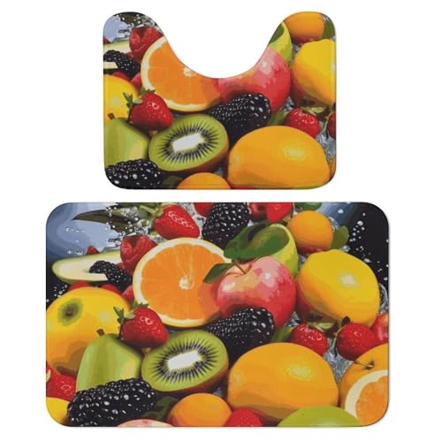 LPSADGF Badteppich-Set, buntes Obst-Design, weiches Badteppich-Set, 2-teilig, WC-Vorleger, U-förmig, 40 x 60 cm, schnell trocknende Matte für Badezimmer, Badewanne, waschbar, super saugfähige LPSADGF Badteppich-Set, buntes Obst-Design, weiches Badteppich-Set, 2-teilig, WC-Vorleger, U-förmig, 40 x 60 cm, schnell trocknende Matte für Badezimmer, Badewanne, waschbar, super saugfähige von LPSADGF