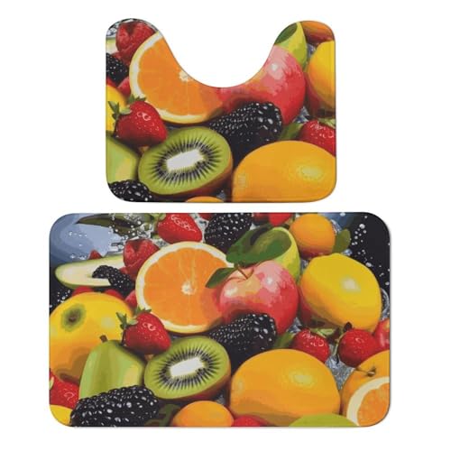 LPSADGF Badteppich-Set, buntes Obst-Design, weiches Badteppich-Set, 2-teilig, WC-Vorleger, U-förmig, 50 x 80 cm, schnell trocknende Matte für Badezimmer, Badewanne, waschbar, super saugfähige LPSADGF Badteppich-Set, buntes Obst-Design, weiches Badteppich-Set, 2-teilig, WC-Vorleger, U-förmig, 50 x 80 cm, schnell trocknende Matte für Badezimmer, Badewanne, waschbar, super saugfähige von LPSADGF