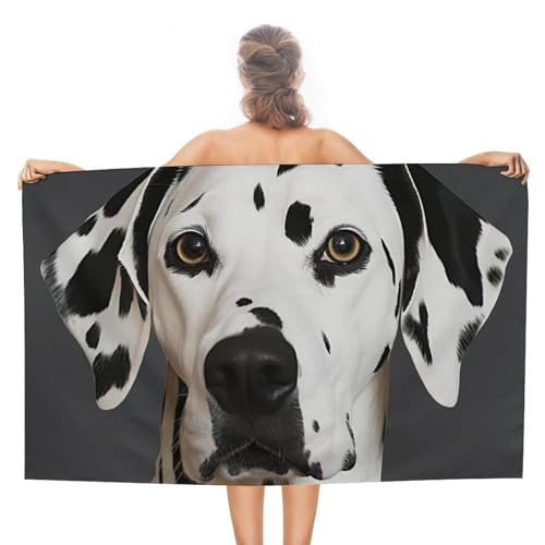 LPSADGF Dalmatiner-Strandtuch – schnell trocknendes Mikrofaser-Reisehandtuch (129,5 x 78,7 cm), ultra saugfähig, kompakt und leicht, Pool-Handtücher für Schwimmen, Camping, Pool, einfach zu von LPSADGF