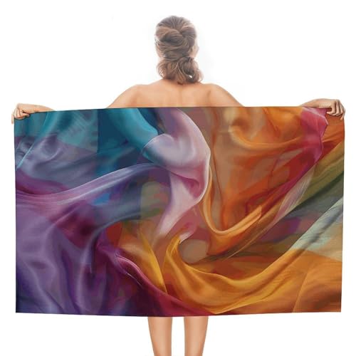 LPSADGF Handbemaltes Seiden-Strandtuch – schnell trocknendes Mikrofaser-Reisehandtuch (129,5 x 78,7 cm), ultra saugfähig, kompakt und leicht, Pool-Handtücher für Schwimmen, Camping, Pool, einfach zu von LPSADGF