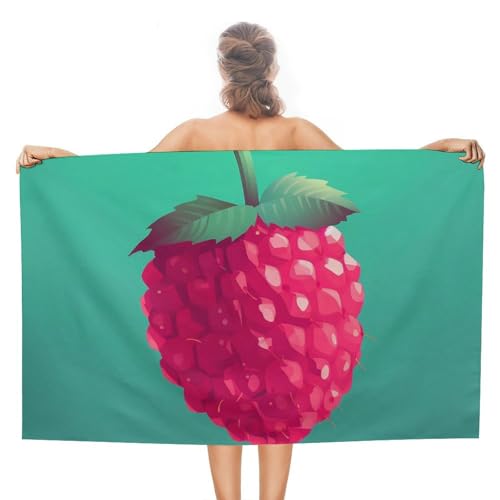 LPSADGF Himbeeren-Strandtuch – schnell trocknendes Mikrofaser-Reisehandtuch (129,5 x 78,7 cm), ultra saugfähig, kompakt und leicht, Pool-Handtücher für Schwimmen, Camping, Pool, einfach zu von LPSADGF