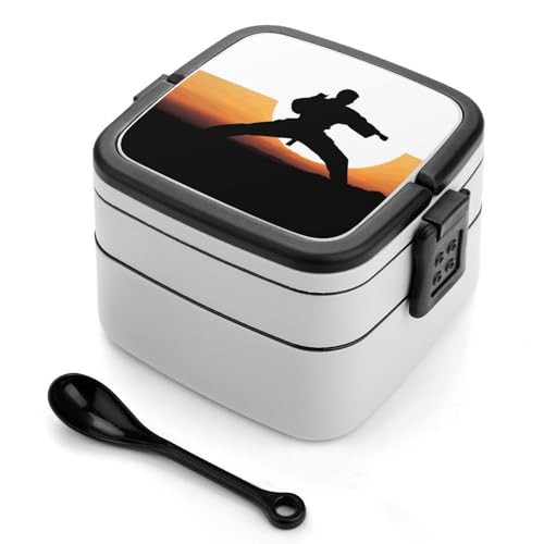 LPSADGF Lunchbox für Frauen Karate Silhouette Bento Box mit auslaufsicherem Deckel & Snackle Box Container LPSADGF Lunchbox für Frauen Karate Silhouette Bento Box mit auslaufsicherem Deckel & Snackle Box Container von LPSADGF