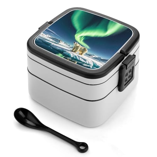 LPSADGF Lunchbox für Frauen Nordlichter Eisbär Bento Box mit auslaufsicherem Deckel & Snackbox Behälter LPSADGF Lunchbox für Frauen Nordlichter Eisbär Bento Box mit auslaufsicherem Deckel & Snackbox Behälter von LPSADGF