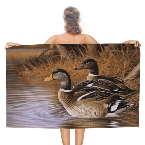 LPSADGF Mallard Ducks Strandtuch – schnell trocknendes Mikrofaser-Reisehandtuch (129,5 x 78,7 cm), ultra saugfähig, kompakt und leicht, Pool-Handtücher für Schwimmen, Camping, Pool, einfach zu von LPSADGF
