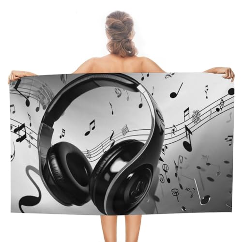 LPSADGF Musik-Strandtuch – schnell trocknendes Mikrofaser-Reisehandtuch (129,5 x 78,7 cm), ultra saugfähig, kompakt und leicht, Pool-Handtücher für Schwimmen, Camping, Pool – einfach zu verstauendes von LPSADGF