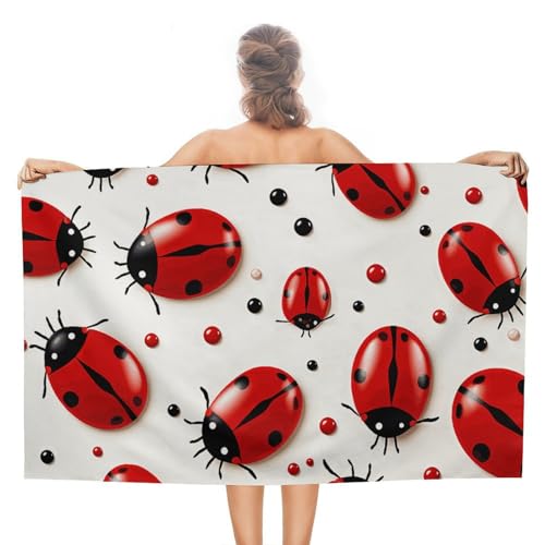 LPSADGF Red Ladybug Strandtuch – schnell trocknendes Mikrofaser-Reisehandtuch (129,5 x 78,7 cm), ultra saugfähig, kompakt und leicht, Pool-Handtücher für Schwimmen, Camping, Pool, einfach zu von LPSADGF