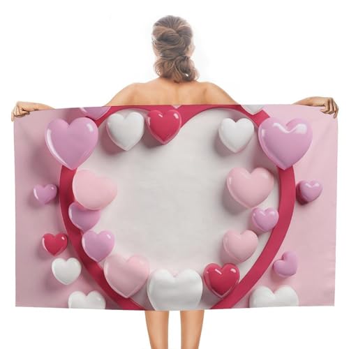 LPSADGF Strandtuch in Herzform, schnell trocknendes Mikrofaser-Reisehandtuch (129,5 x 78,7 cm), ultra saugfähig, kompakt und leicht, Pool-Handtücher für Schwimmen, Camping, Pool, einfach zu packen von LPSADGF
