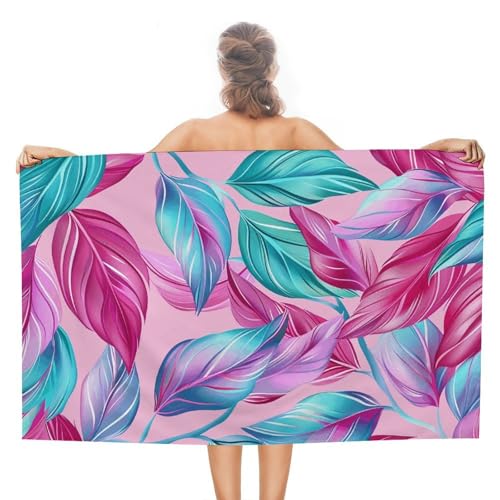 LPSADGF Strandtuch mit Blattmuster, schnell trocknendes Mikrofaser-Reisehandtuch (129,5 x 78,7 cm), ultra saugfähig, kompakt und leicht, Pool-Handtücher für Schwimmen, Camping, Pool, einfach zu packen von LPSADGF