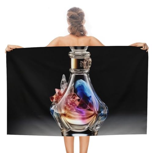 LPSADGF Strandtuch mit Parfümflasche, schnell trocknendes Mikrofaser-Reisehandtuch (129,5 x 78,7 cm), ultra saugfähig, kompakt und leicht, Pool-Handtücher für Schwimmen, Camping, Pool, einfach zu von LPSADGF