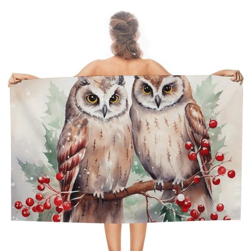 LPSADGF Strandtuch mit zwei Eulen auf dem Baum, schnell trocknendes Mikrofaser-Reisehandtuch (129,5 x 78,7 cm), ultra saugfähig, kompakt und leicht, Pool-Handtücher für Schwimmen, Camping, Pool von LPSADGF