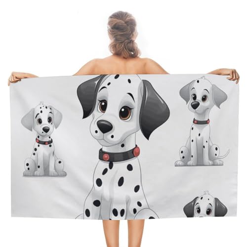 LPSADGF Süßes Dalmatiner-Strandtuch – schnell trocknendes Mikrofaser-Reisehandtuch (129,5 x 78,7 cm), ultra saugfähig, kompakt und leicht, Pool-Handtücher für Schwimmen, Camping, Pool, einfach zu von LPSADGF