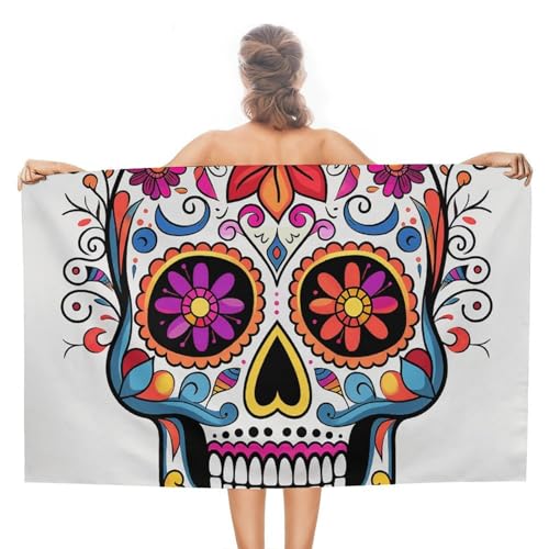 LPSADGF Sugar Skull Strandtuch – schnell trocknendes Mikrofaser-Reisehandtuch (129,5 x 78,7 cm), ultra saugfähig, kompakt und leicht, Pool-Handtücher für Schwimmen, Camping, Pool, einfach zu packen von LPSADGF