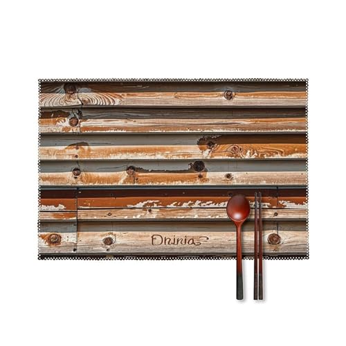Platzsets aus Holzbrett-Arrangement, hitzebeständig, rutschfest, harte Leinwand, Tischmatten für Esszimmer, Innen- und Außenbereich, Urlaubsdekoration, waschbar und langlebig, 30,5 x 45,7 cm, 4 Stück Platzsets aus Holzbrett-Arrangement, hitzebeständig, rutschfest, harte Leinwand, Tischmatten für Esszimmer, Innen- und Außenbereich, Urlaubsdekoration, waschbar und langlebig, 30,5 x 45,7 cm, 4 Stück von LPSADGF