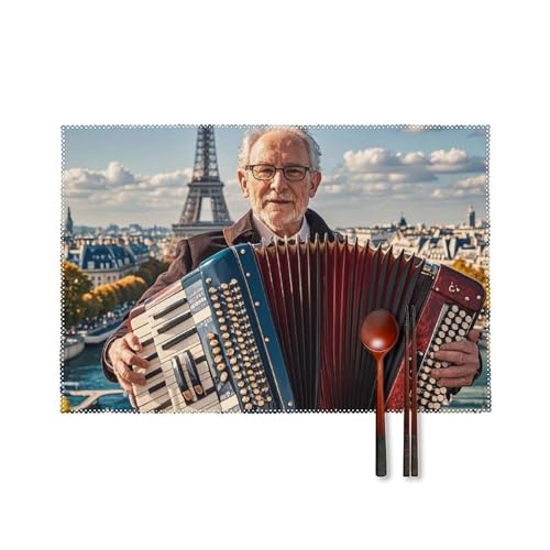 Platzsets für Musiker und Instrumente, hitzebeständig, rutschfest, harte Leinwand, Tischmatten für Esszimmer, Innen- und Außenbereich, Urlaubsdekoration, waschbar und langlebig, 30,5 x 45,7 cm, 4 Platzsets für Musiker und Instrumente, hitzebeständig, rutschfest, harte Leinwand, Tischmatten für Esszimmer, Innen- und Außenbereich, Urlaubsdekoration, waschbar und langlebig, 30,5 x 45,7 cm, 4 von LPSADGF