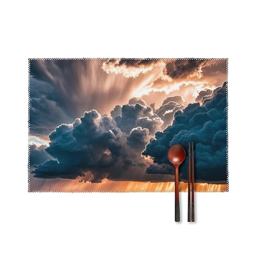 Platzsets mit Magnificent Rainstorm Wolke, hitzebeständig, rutschfest, harte Leinwand, Tischmatten für Esszimmer, Innen- und Außenbereich, Urlaubsdekoration, waschbar und langlebig, 30,5 x 45,7 cm, 4 Platzsets mit Magnificent Rainstorm Wolke, hitzebeständig, rutschfest, harte Leinwand, Tischmatten für Esszimmer, Innen- und Außenbereich, Urlaubsdekoration, waschbar und langlebig, 30,5 x 45,7 cm, 4 von LPSADGF