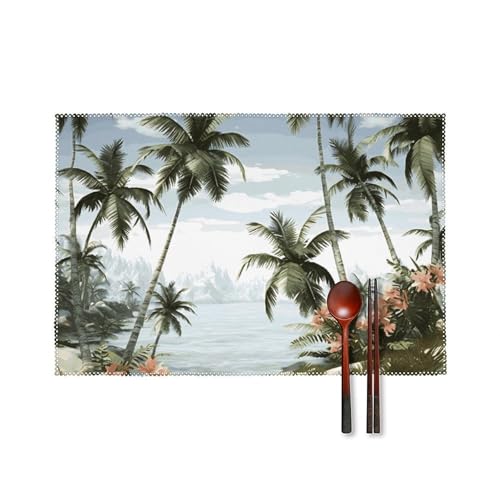 Platzsets mit tropischen Palmen, hitzebeständig, rutschfest, harte Leinwand, Tischmatten für Esszimmer, Innen- und Außenbereich, Urlaubsdekoration, waschbar und langlebig, 30,5 x 45,7 cm, 4 Stück Platzsets mit tropischen Palmen, hitzebeständig, rutschfest, harte Leinwand, Tischmatten für Esszimmer, Innen- und Außenbereich, Urlaubsdekoration, waschbar und langlebig, 30,5 x 45,7 cm, 4 Stück von LPSADGF