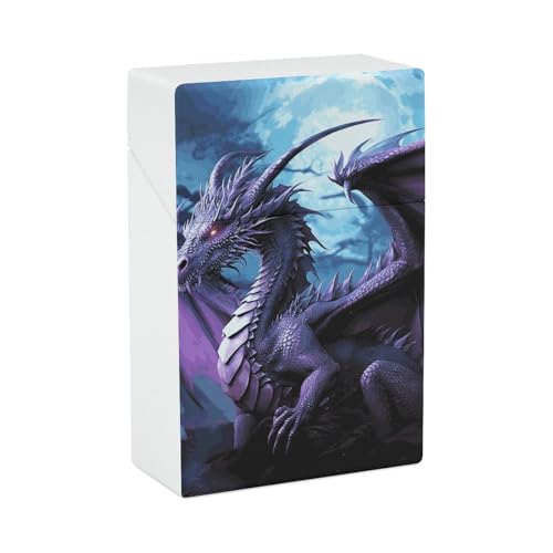 Purple Dragon Purple Moon Zigarettenetui - Tragbare Zigarettenschachtel Leichte Halterung Etui für Reisen Wasserdichte Kunststoff Zigarettenboxen Taschenformat Aufbewahrungsbox für 20 Zigaretten von LPSADGF