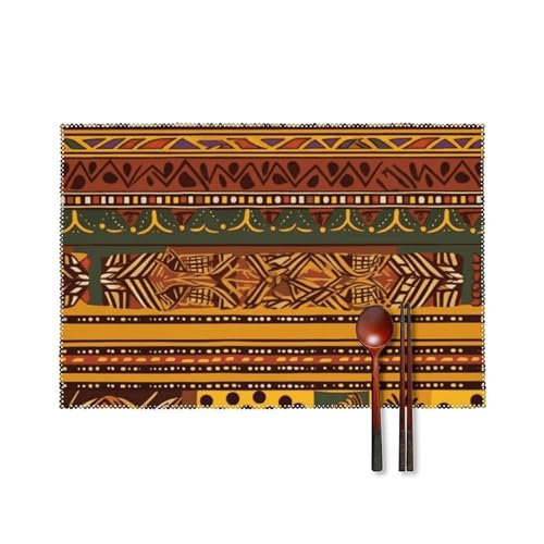 Tischsets mit afrikanischen Nationalmustern, hitzebeständig, rutschfest, harte Leinwand, Tischmatten für Esszimmer, Innen- und Außenbereich, Urlaubsdekoration, waschbar und langlebig, 30,5 x 45,7 cm Tischsets mit afrikanischen Nationalmustern, hitzebeständig, rutschfest, harte Leinwand, Tischmatten für Esszimmer, Innen- und Außenbereich, Urlaubsdekoration, waschbar und langlebig, 30,5 x 45,7 cm von LPSADGF