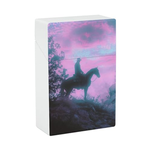 Zigarettenetui mit Reit-Silhouette, tragbare Zigarettenschachtel, leichte Halterung für Reisen, wasserdichte Kunststoff-Zigarettenschachteln, Taschengröße, Aufbewahrungsbox für 20 Zigaretten Zigarettenetui mit Reit-Silhouette, tragbare Zigarettenschachtel, leichte Halterung für Reisen, wasserdichte Kunststoff-Zigarettenschachteln, Taschengröße, Aufbewahrungsbox für 20 Zigaretten von LPSADGF