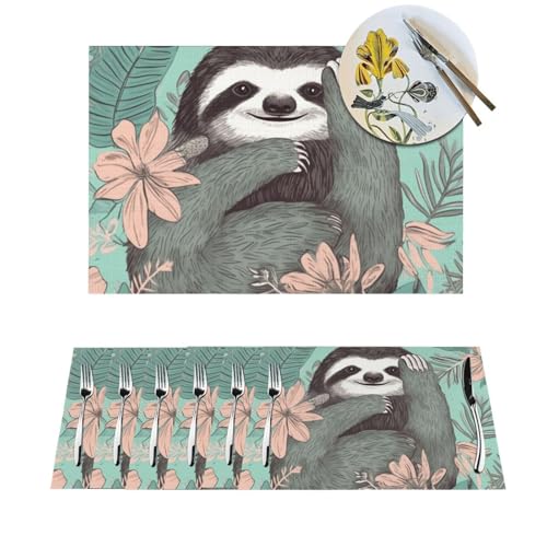 1 Platzdeckchen-Set, hitzebeständig, rutschfest, Tischset für Esstisch, Tier-Faultiere, Mintgrün, PVC, gewebtes Tischset, abwischbar, waschbar, Küchentischmatten für drinnen und draußen, 30,5 x 45,7 1 Platzdeckchen-Set, hitzebeständig, rutschfest, Tischset für Esstisch, Tier-Faultiere, Mintgrün, PVC, gewebtes Tischset, abwischbar, waschbar, Küchentischmatten für drinnen und draußen, 30,5 x 45,7 von LPSRTWE