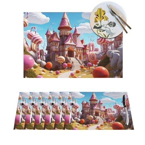 1 Platzdeckchen-Set, hitzebeständig, rutschfest, für Esstisch, Cartoon-Land, PVC-gewebtes Tischset, abwischbar, waschbar, Küchentischmatten für drinnen und draußen, 30,5 x 45,7 cm 1 Platzdeckchen-Set, hitzebeständig, rutschfest, für Esstisch, Cartoon-Land, PVC-gewebtes Tischset, abwischbar, waschbar, Küchentischmatten für drinnen und draußen, 30,5 x 45,7 cm von LPSRTWE