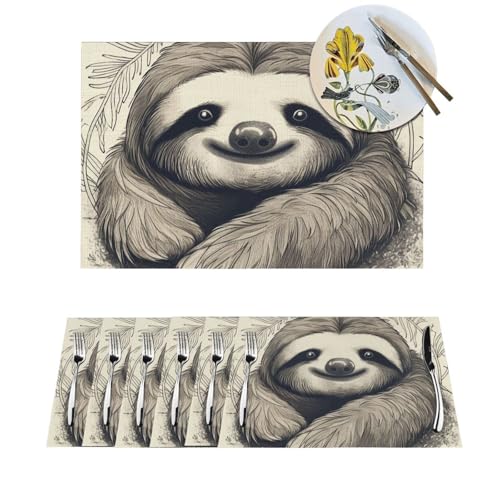 1 Platzdeckchen-Set, hitzebeständig, rutschfest, für Esstisch, Faultier, My Spirit, Tier, PVC, gewebtes Tischset, abwischbar, waschbar, Küchentischmatten für drinnen und draußen, 30,5 x 45,7 cm 1 Platzdeckchen-Set, hitzebeständig, rutschfest, für Esstisch, Faultier, My Spirit, Tier, PVC, gewebtes Tischset, abwischbar, waschbar, Küchentischmatten für drinnen und draußen, 30,5 x 45,7 cm von LPSRTWE