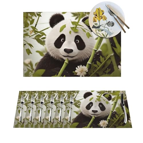 1 Platzdeckchen-Set, hitzebeständig, rutschfest, für Esstisch, Panda, PVC, gewebtes Tischset, abwischbar, waschbar, Küchentischmatten für drinnen und draußen, 30,5 x 45,7 cm 1 Platzdeckchen-Set, hitzebeständig, rutschfest, für Esstisch, Panda, PVC, gewebtes Tischset, abwischbar, waschbar, Küchentischmatten für drinnen und draußen, 30,5 x 45,7 cm von LPSRTWE